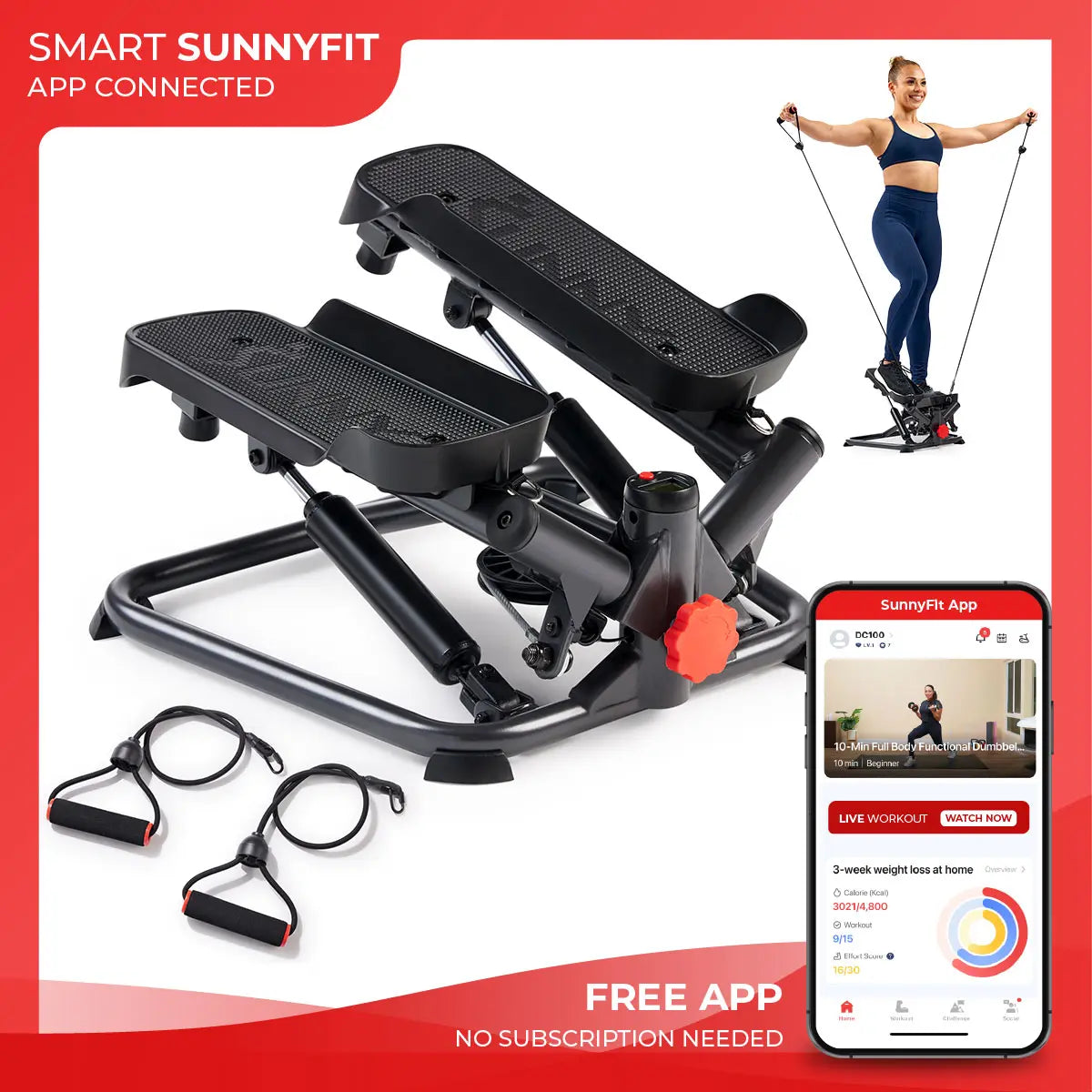 Twist Stair Steppers with Resistance Bands